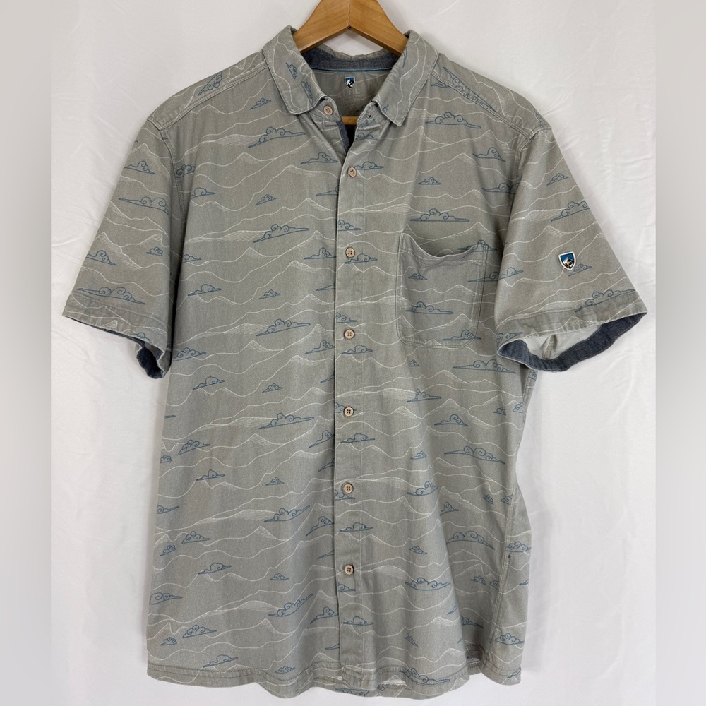 KÜHL Innovatr Cloud Print Shirt Mens Large Button Down